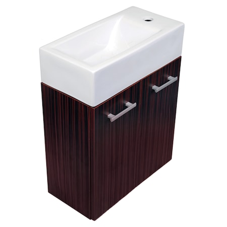 Whitehaus Wall-Mnt Dbl Door Vanity In Espresso Complete W/ A Wht Basin, Espresso WH114RSCB-E